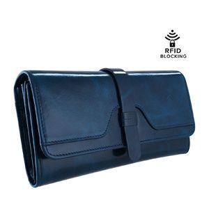 Kattee brand RFID Blocking!!! Blue leather wallet
